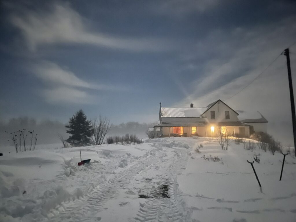 Farm House in Winter at Night - Sign-up now, the first seeds have Sprung!