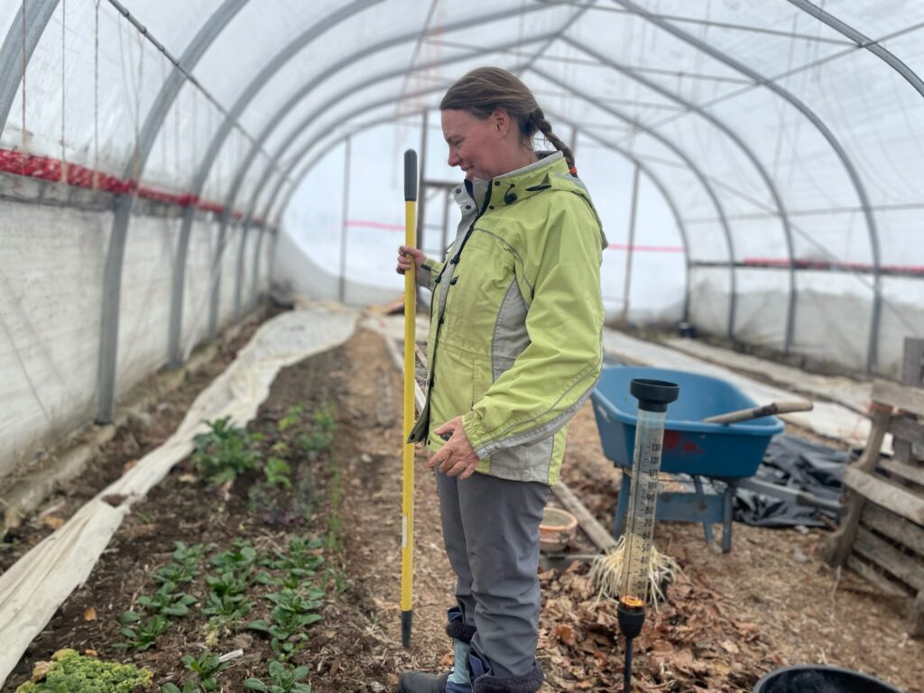 organic vegetable farmer in greenhouse - April Thunder Showers Bring May Salads