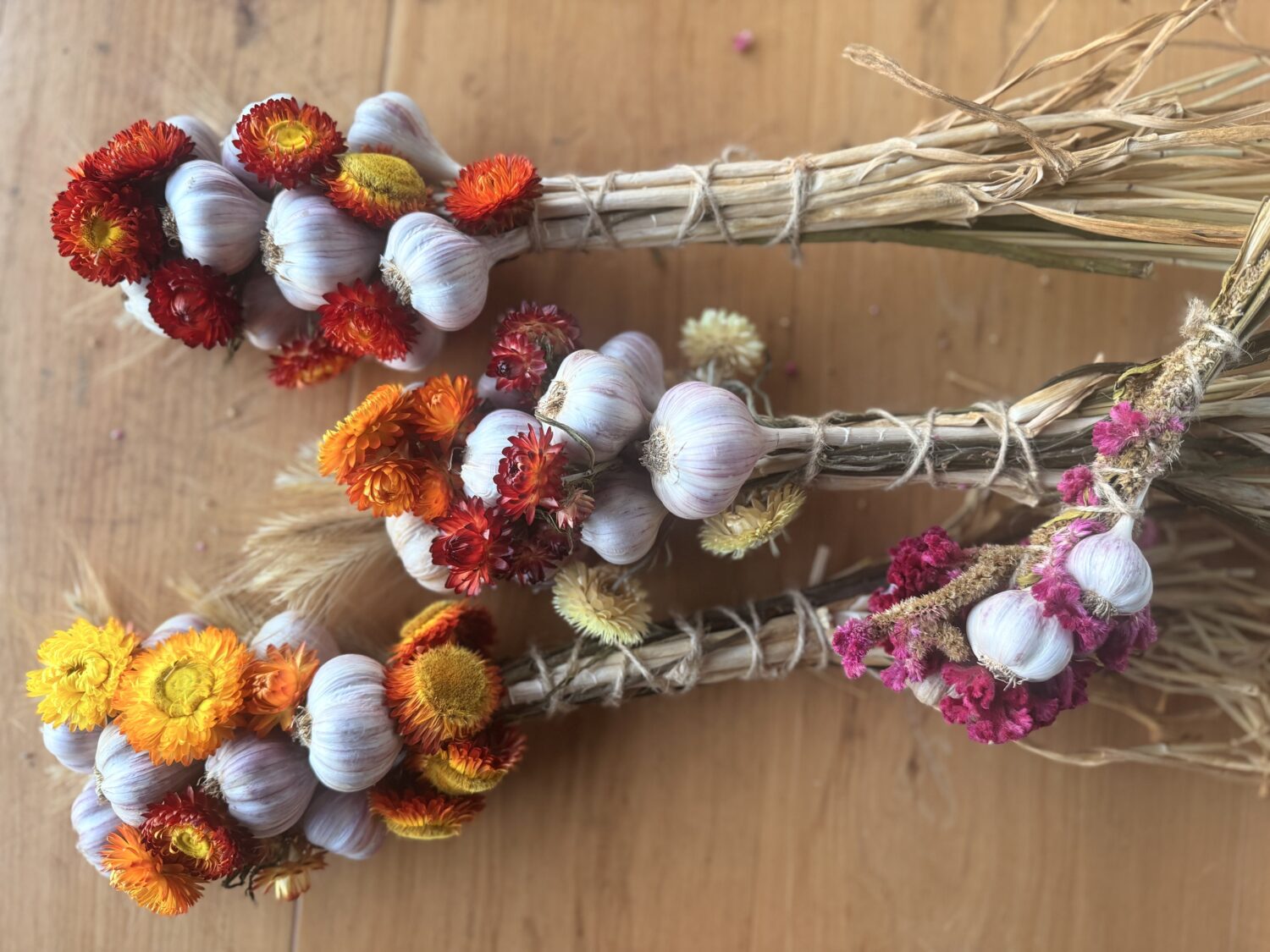 garlic flowers - Garlic Bundles & Late Brassicas